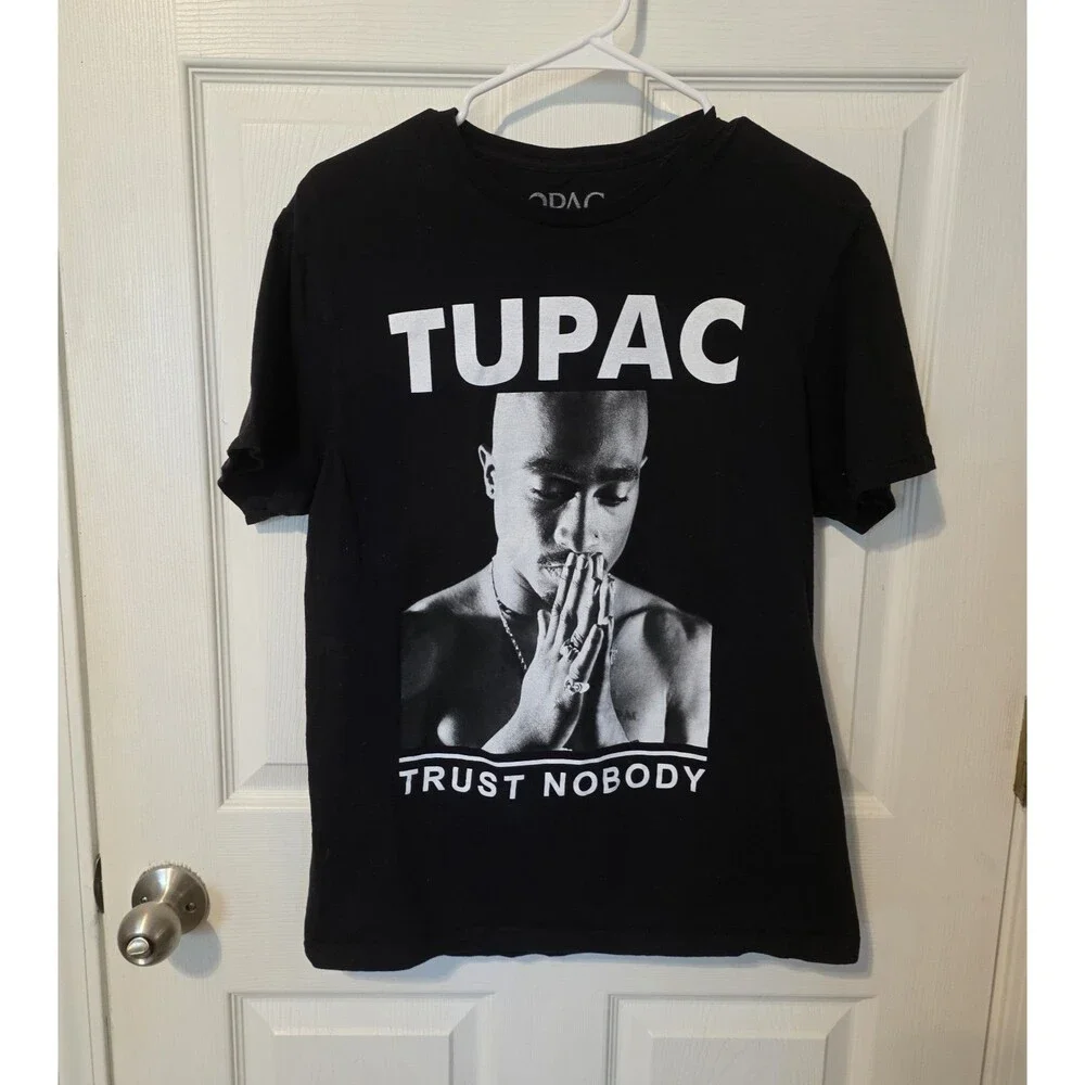 Tupac 2pac Shakur Tshirt Trust Nobody Black Graphic Mens Medium Retro Hip Hop